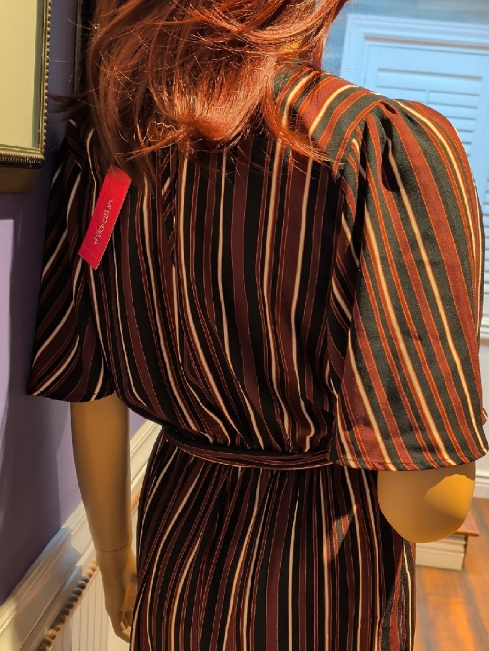 Xhilaration Burgundy Striped Jumpsuit Small - Picture 4 of 9